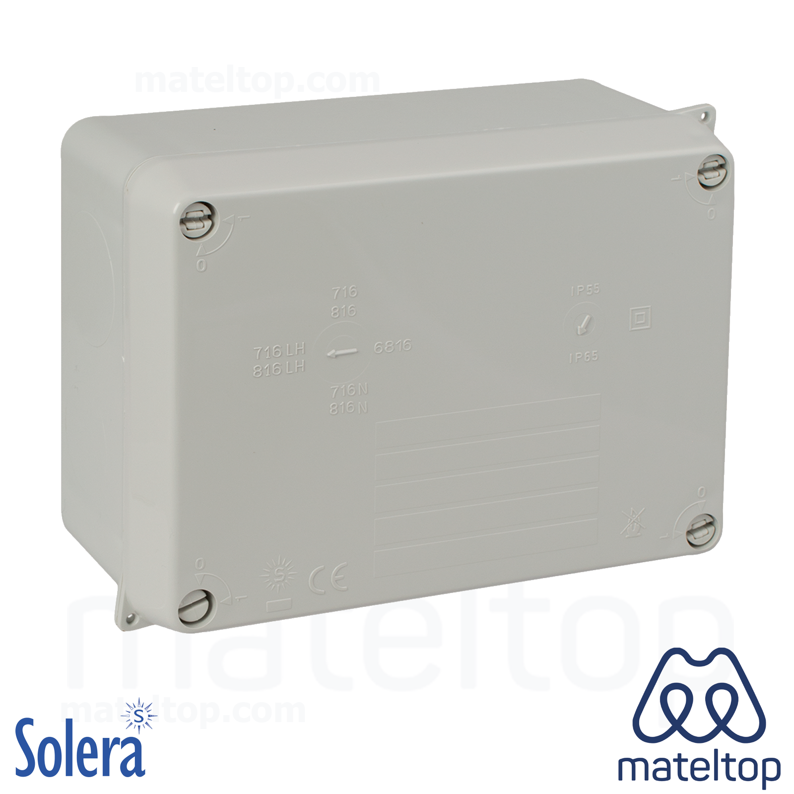 Caja estanca de conexión 153 x 110 x 65 mm sin conos. Color gris.