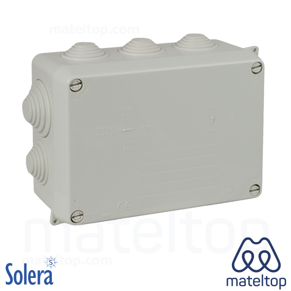 Caja estanca de conexión 153 x 110 x 65 mm con conos. Color gris.