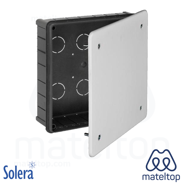 Caja de conexión de empotrar. De 200 x 200 mm. Tapa con tornillos.
