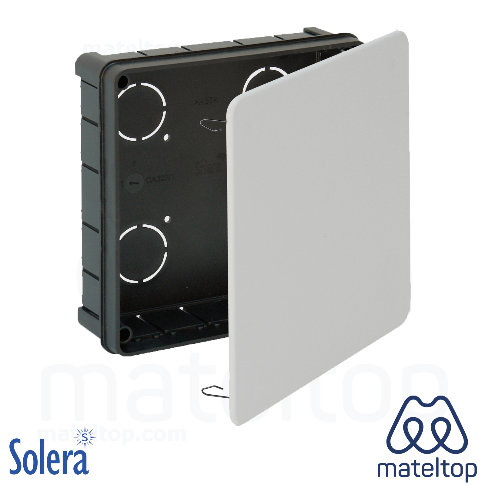 Caja de conexión de empotrar. De 150 x 150 mm. Tapa con garra metálica.