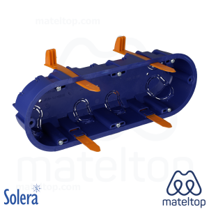 Caja de mecanismos de empotrar en tabique hueco. Para 3 elementos. Sistema de fijación mediante bridas.