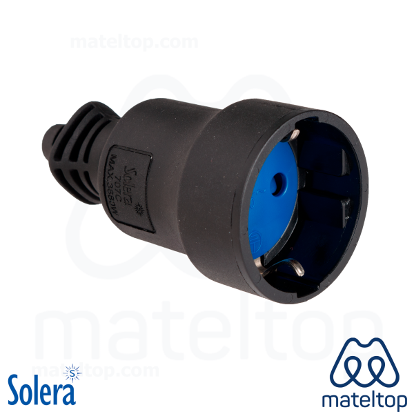 Base móvil 2P+T, 16A 250V~. Caucho color negro.
