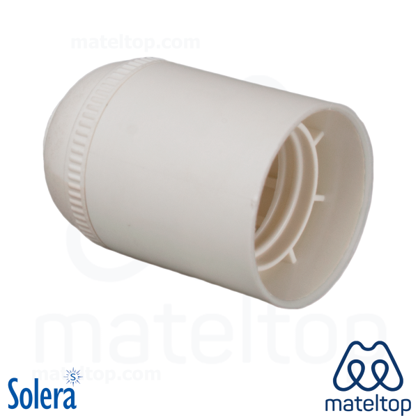 Portalámparas E-27. Conexión con tornillos. 4A 250V. Cuerpo liso. Blanco.