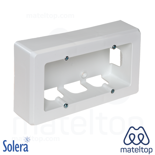 Caja de mecanismos de superficie para 2 elementos, 165 x 96 x 43 mm. Color blanco.