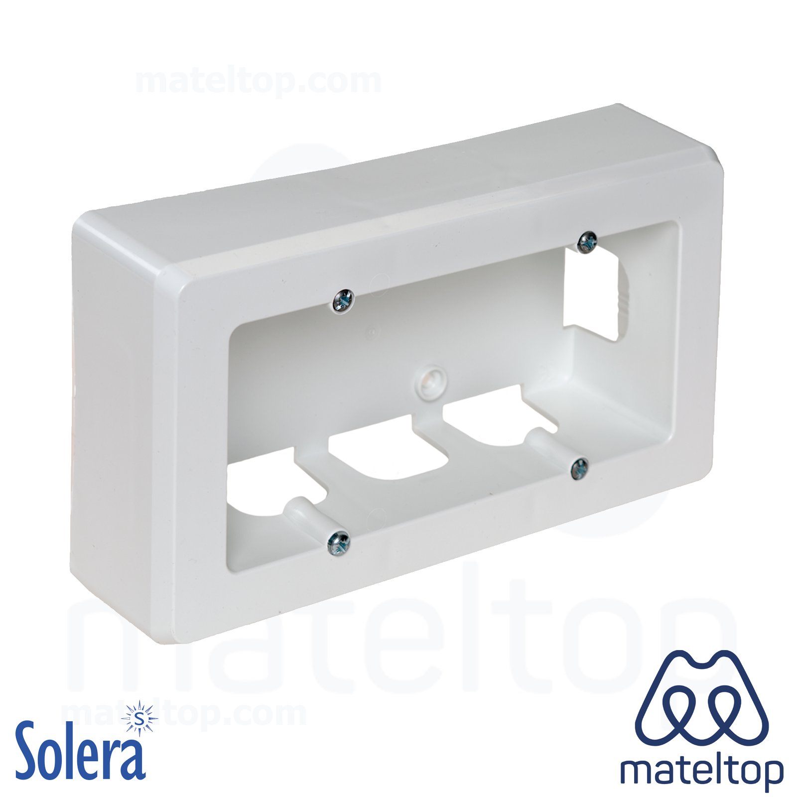 Caja de mecanismos de superficie para 2 elementos, 165 x 96 x 43 mm. Color blanco.