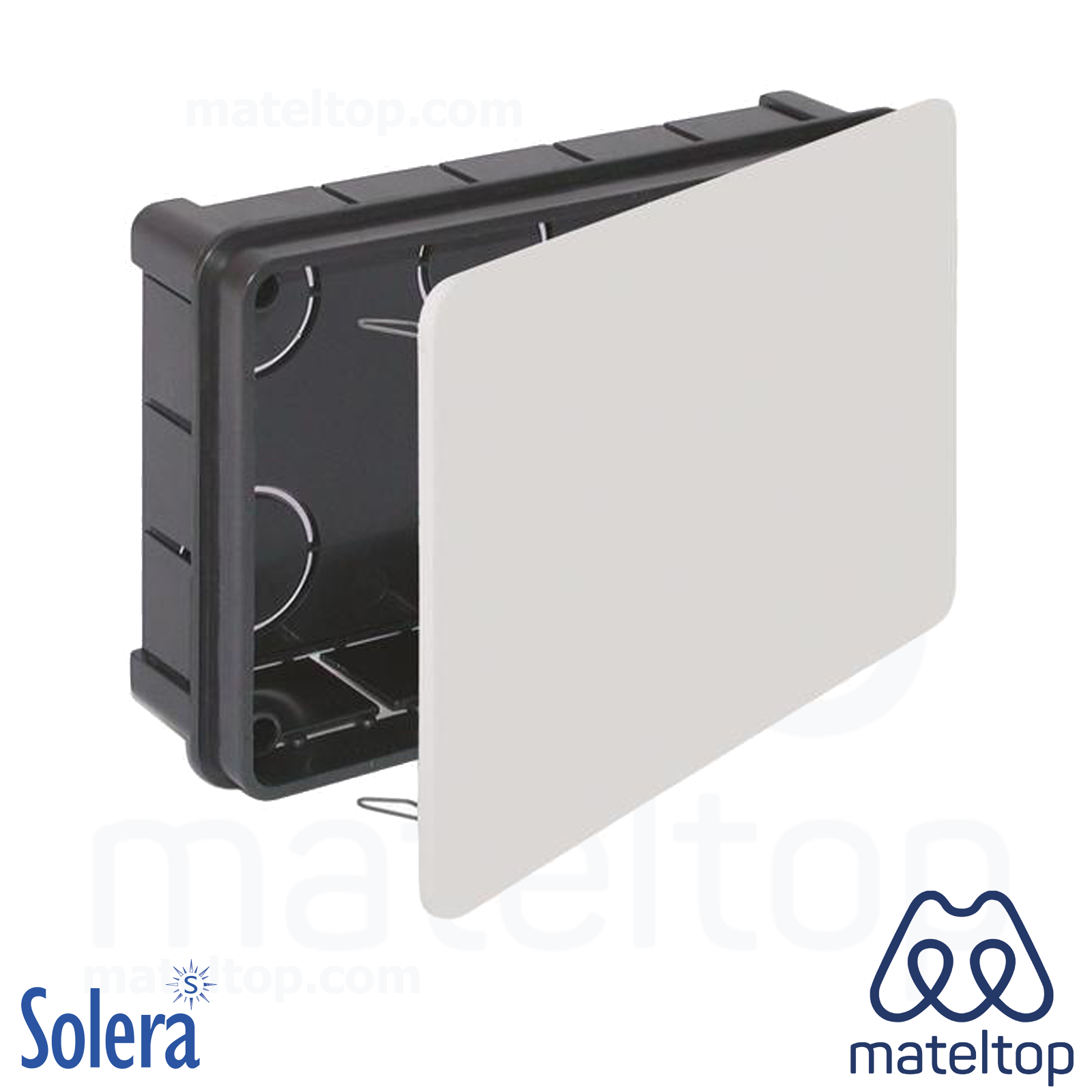 Caja de conexión de empotrar. De 160 x 100 x 50 mm. Tapa con garra metálica.