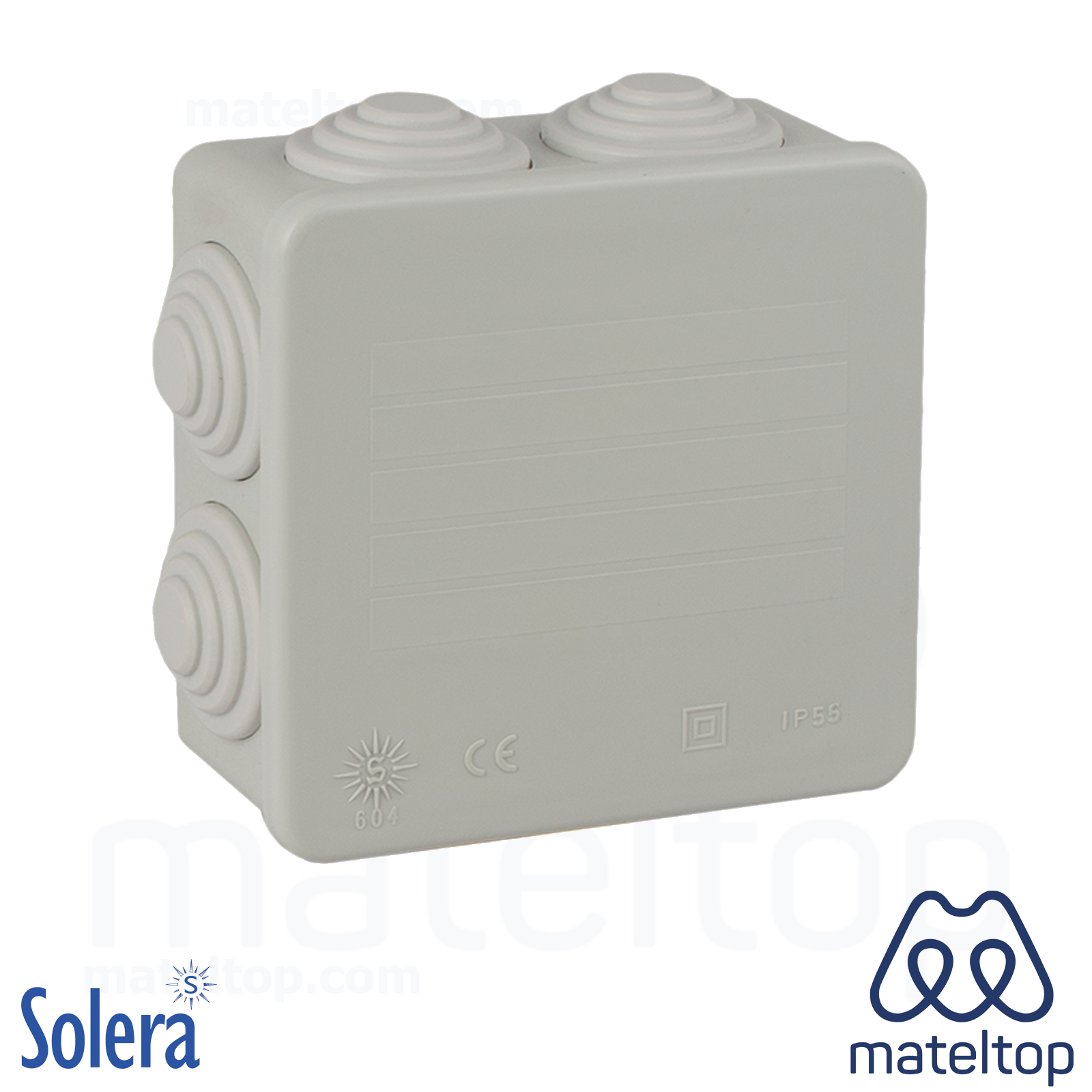 Caja estanca de conexión 80 x 80 x 35 mm con conos. Color gris.