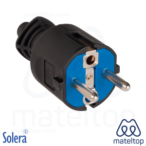 Clavija 2P+T, 16A 250V~. Caucho color negro.