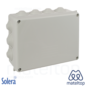 Caja estanca de conexión 220 x 170 x 80 mm con conos. Color gris.