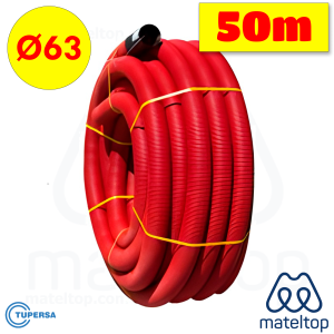 Tubo canalización ULTRA-TP I ligero diámetro 63 rojo (Rollo de 50m).