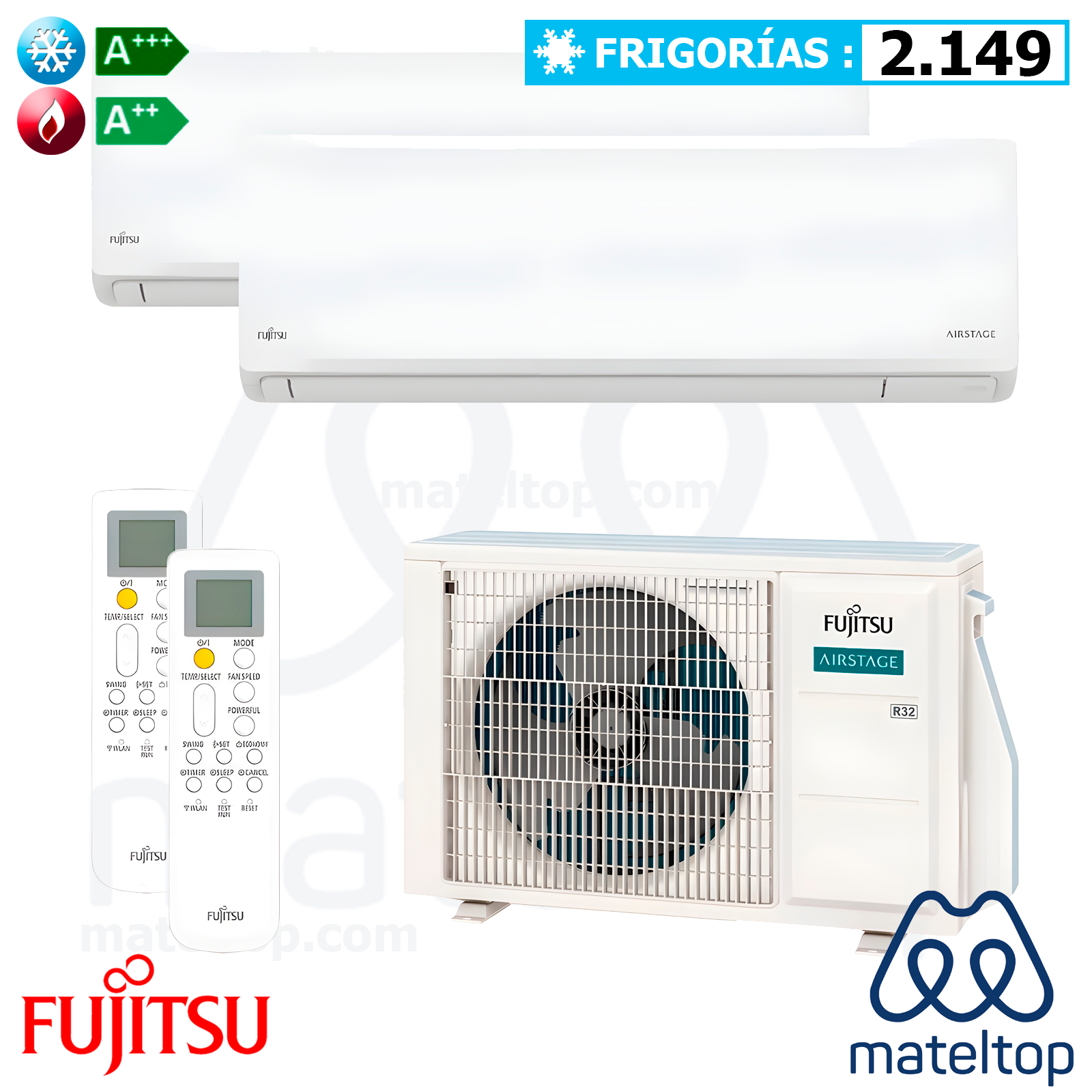 Aire acondicionado multisplit 2x1 Fujitsu ASY25U2MI-KN (U. Ext. 40) con Wi-Fi incluido.