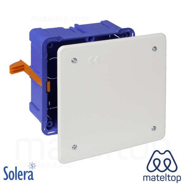 Caja de conexión de empotrar en tabique hueco. De 107 x 107 x 45 mm.
